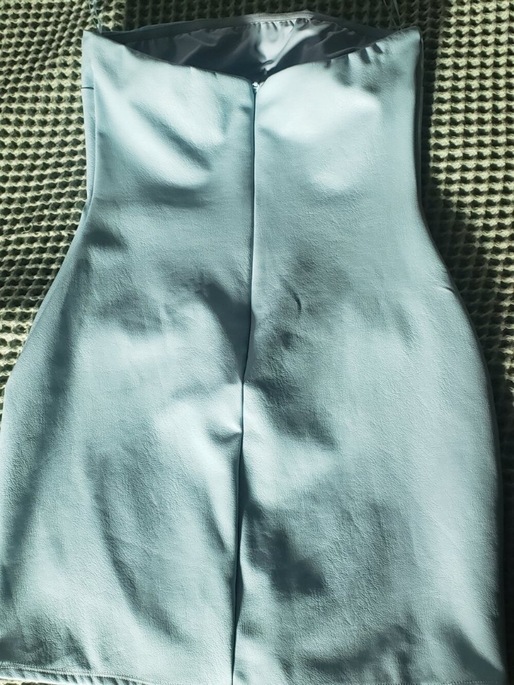 Naked Wardrobe - Light Blue Strapless Faux Leather Mini Dress - Picture 9 of 10
